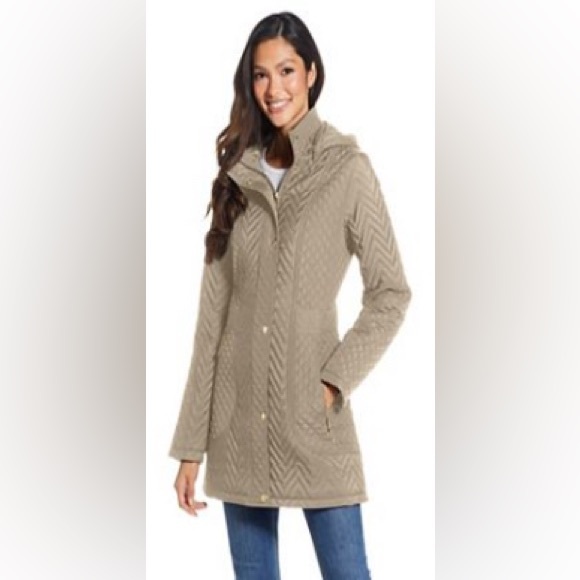 Weatherproof Jackets & Blazers - Weatherproof Women’s Weathercast Hooded Quilted Walker Jacket Beige